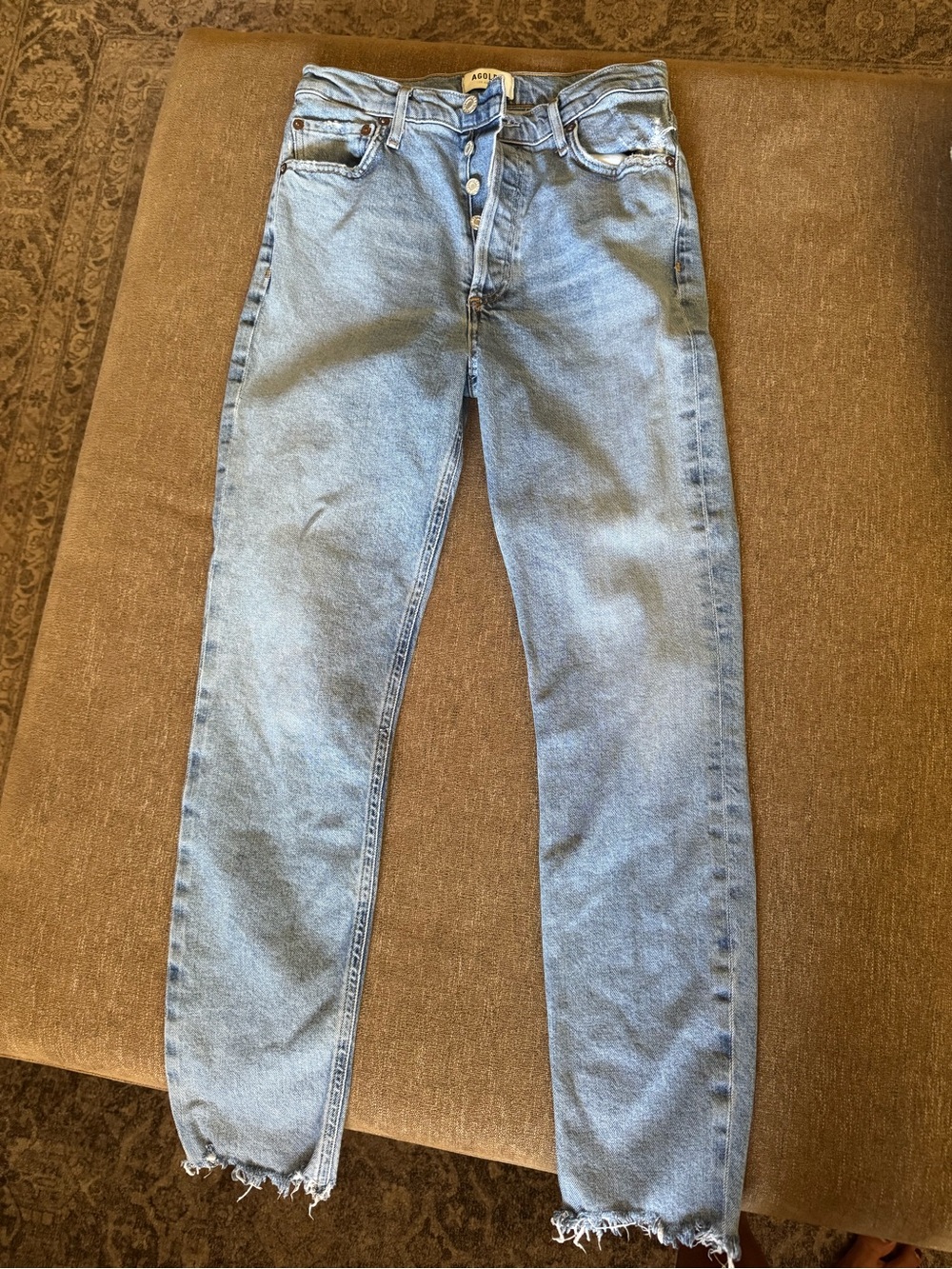 AGOLDE Nico High Rise Slim Jeans Size 25 Light Wash Button Fly Sustainable Denim - Picture 2 of 8
